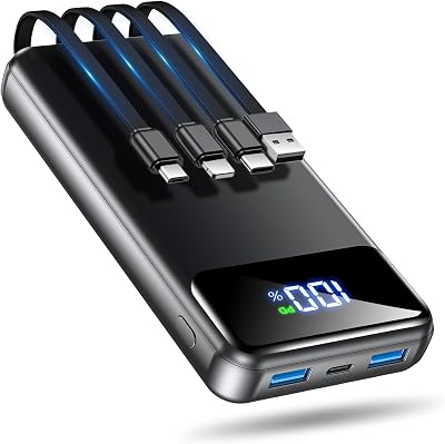 OHOVIV Portable Charger Power Bank 50000mAh Battery Pack, 22.5W Fast Charging PowerBank with Built in Cables,Travel Camping Essential USB-C Portable Phone Charger for iPhone Samsung Pixel Android iPad