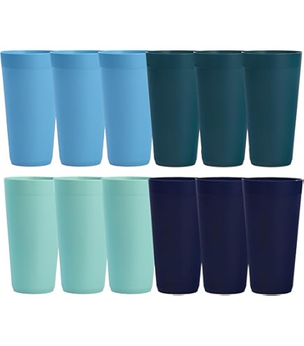 Amazon.com | KX-WARE 32-ounce Plastic Tumblers Large Drinking Glasses, set  of 6 Multicolor: Tumblers & Water Glasses