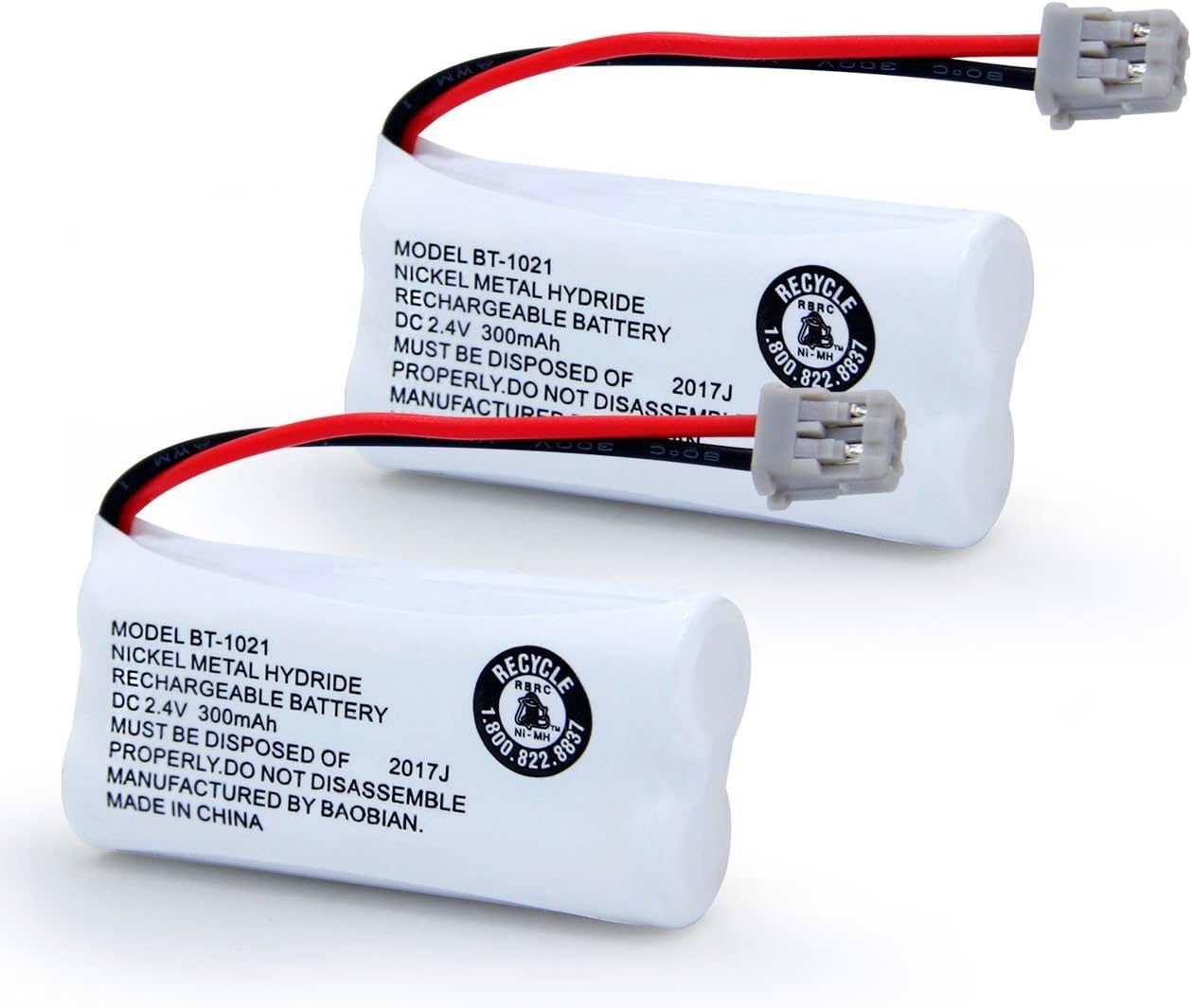 BAOBIAN BT-1021 BBTG0798001 Rechargeable Battery Replacement Compatible with Uniden Cordless Handset Telephones Model BT1021 BT-1008 BT-1016 2.4V Ni-MH 2 Pack