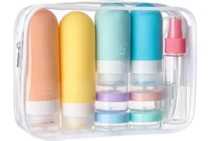 DEPOZA 16 Pack Travel Bottles Set - TSA Approved Leak Proof Silicone Squeezable Containers for Toiletries, Conditioner, Shampoo, Lotion & Body Wash Accessories (White)