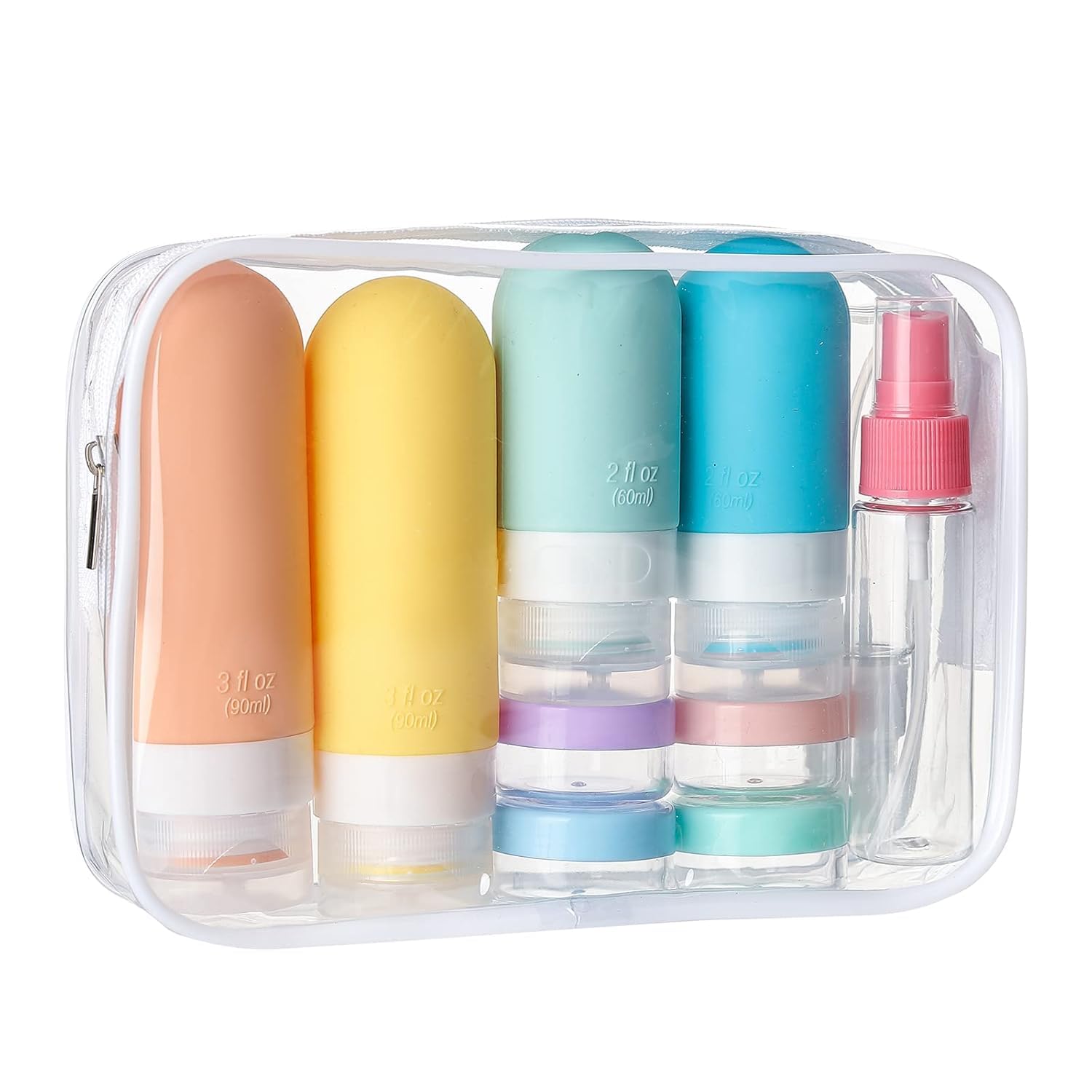 Photo 1 of DEPOZA 16 Pack Travel Bottles Set - TSA Approved Leak Proof Silicone Squeezable Containers for Toiletries, Conditioner, Shampoo, Lotion & Body Wash Accessories (White)