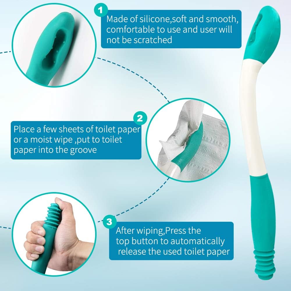 Kirimon Long Reach Comfort Toilet Wiping Aids Tools - Self Assist Bathroom Bottom Buddy Wiping Toilet Aid for Limited Mobility,Elderly, Pregnancy,Disabled, Arthritis,Shoulder or Back Pain,Surgery: Health & Personal Care
