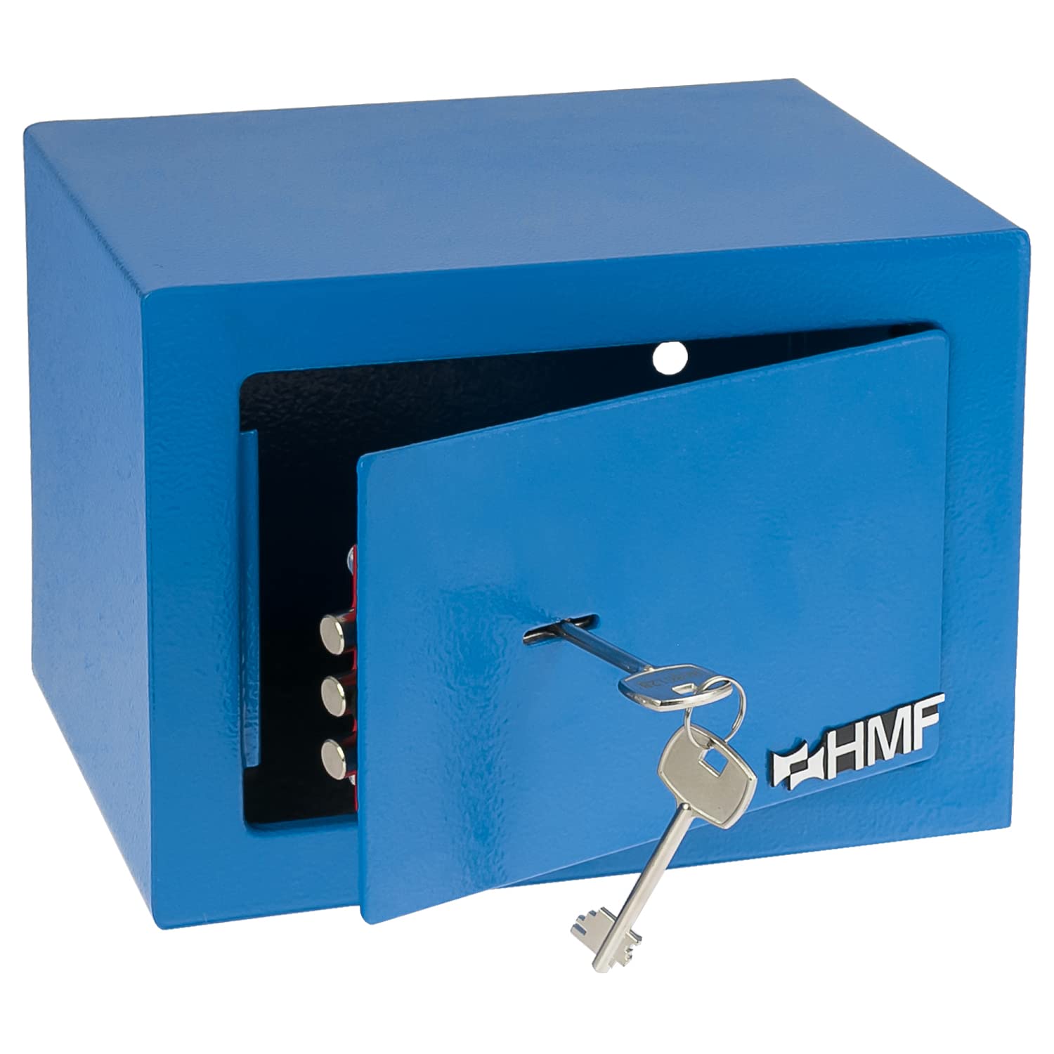 HMF Small Safe with key, Home Safe box | 23 x 17 x 17 cm | Blue