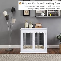 unipaws Furniture Style White Dog Crate for Medium