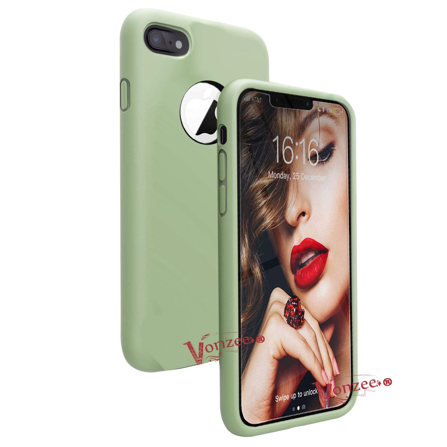 VONZEE Liquid Silicone Soft Back Cover for iPhone 6 / 6s Case, Shockproof Slim Camera & Full Body Protection Non Yellowing Cover with Microfiber Lining & Logo Cut (4.7 Inch) -Matcha Green