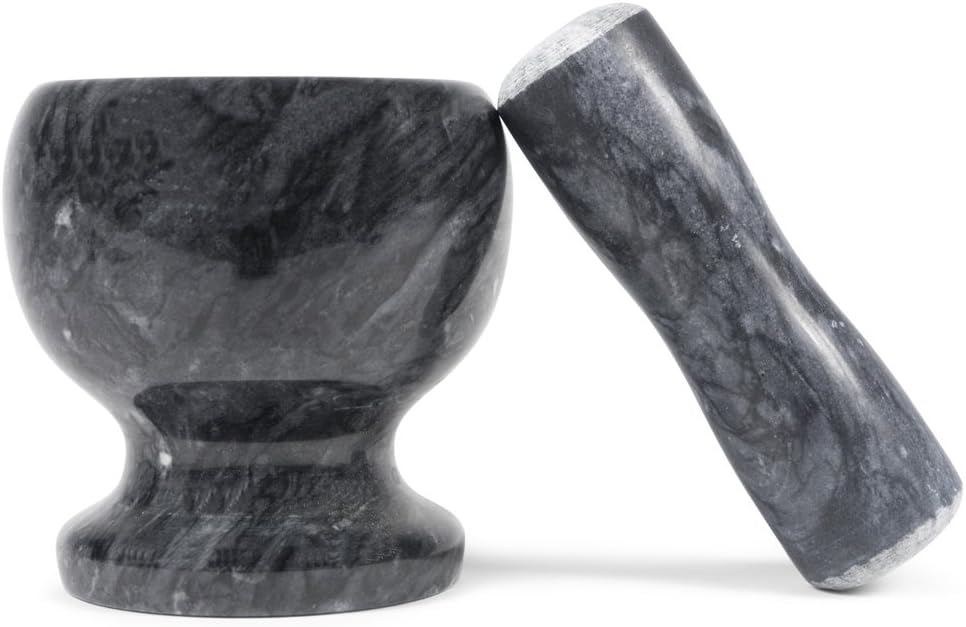 Sage Premium Solid Marble Mortar & Pestle Set - Heavy Duty Solid Stone - 6.5"tall