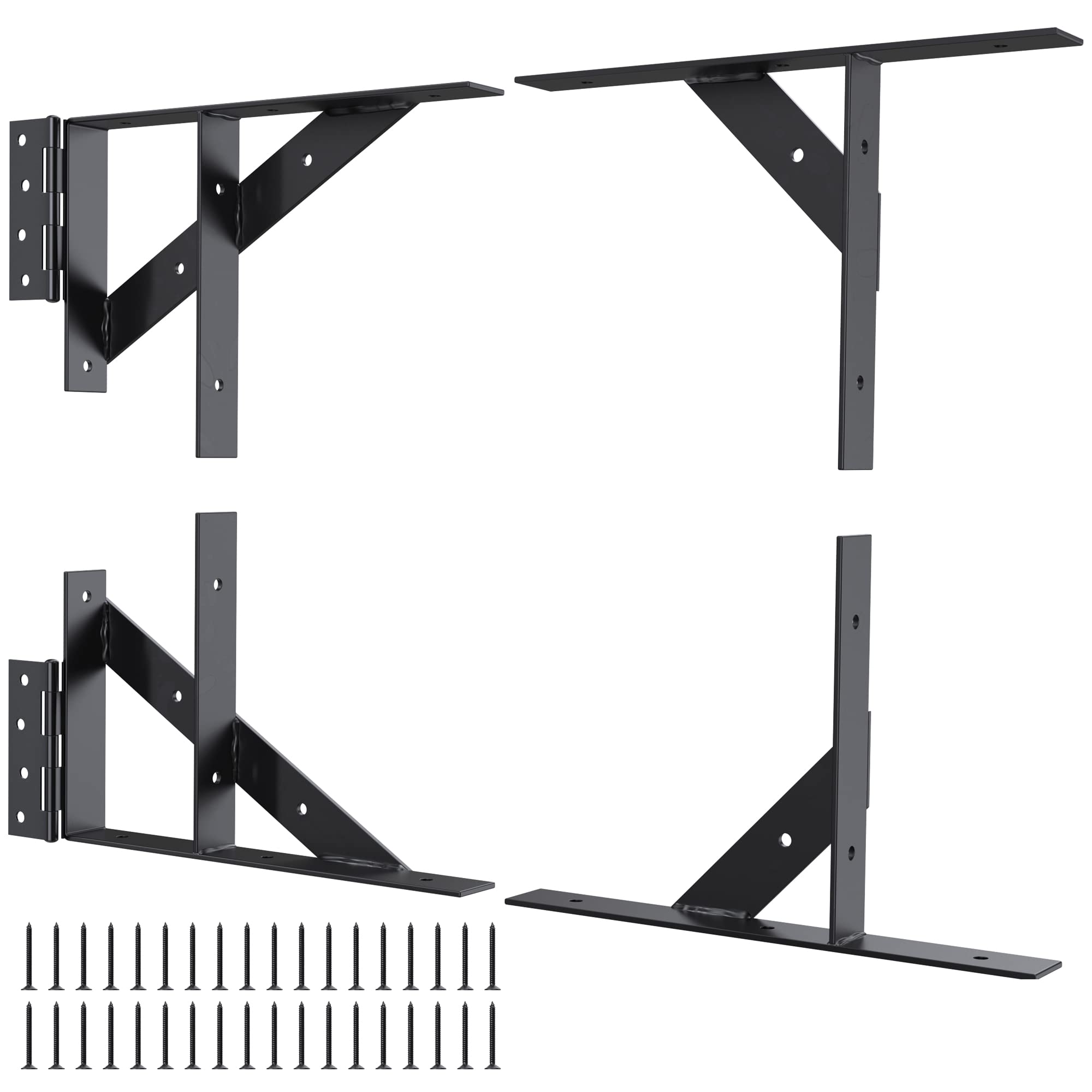 View 1 of Highpro 2 Pack Gate Corner Brace Bracket Gate Kit,Wooden Fence Gate Hinges No Sag Frame Kit for Shed Doors, Driveway Gates, Corral Gates, Wood Windows