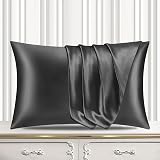 Pamposh Satin Silk Pillowcases 2 Pack Standard Size Charcoal 50x75 cm view 7