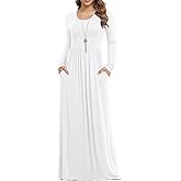 VIISHOW Women's Long Sleeve Loose Plain Maxi Dresses Casual Long Dresses with Pockets