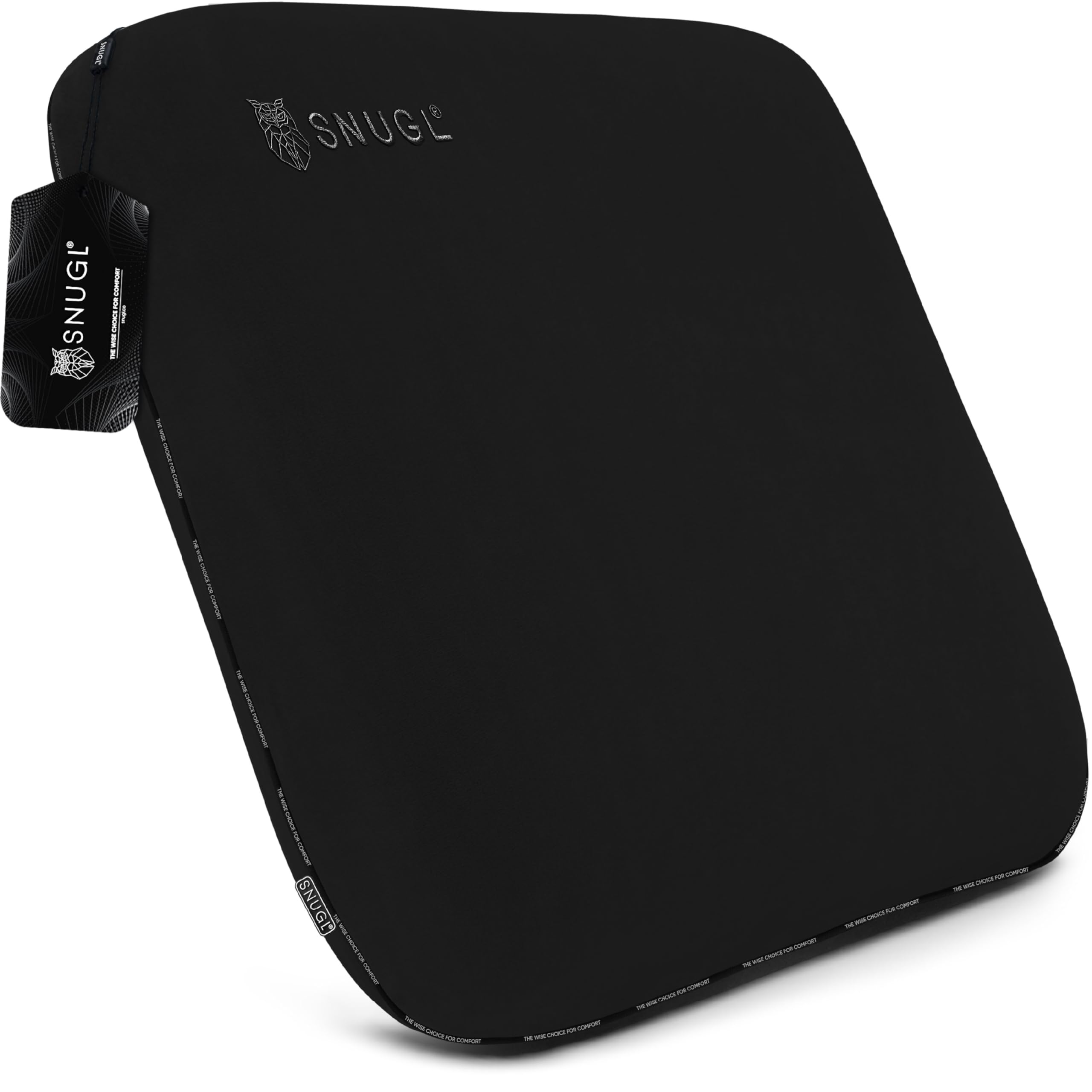 SNUGL Sofa Cushions 50cm x 50cm – Cushions with Covers Included – Memory Foam Sofa Pillows – Velvet Cushion – Hypoallergenic Washable Cover (Large Black – 1 Cushion)