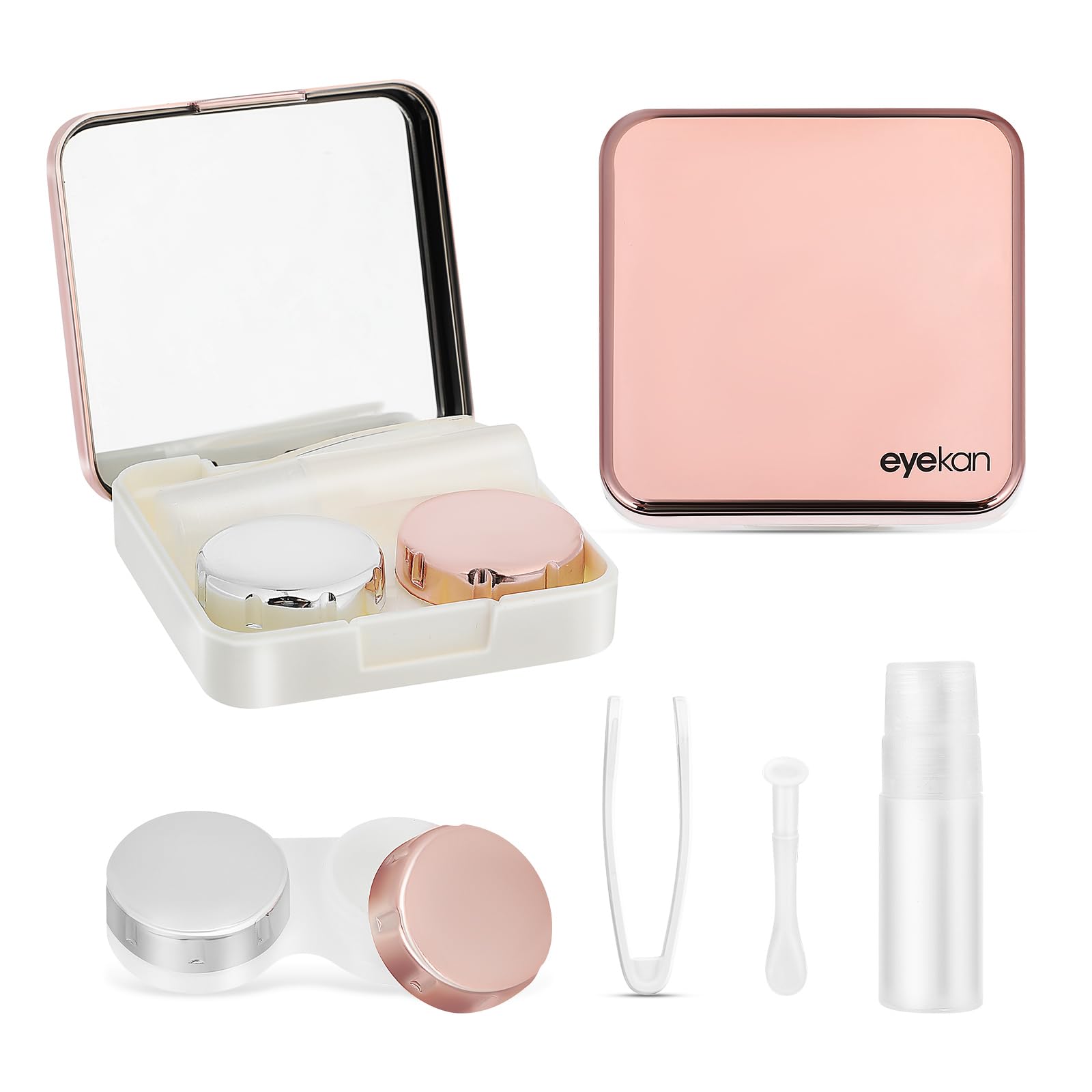 ROSENICE Contact Lens Case Mini Travel Simple Contact Case Container HolderLight Pink)