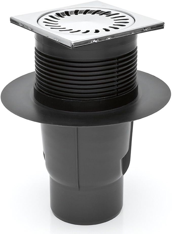 Siphon De Sol DN110 Avec Grille 150x150 Mm - Clapet Anti-Odeurs Résistant Au Gel - Courroie 324 S
