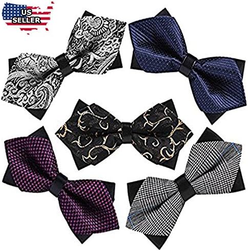 5 PC Mens Assorted Pattern Pre-Tied Adjustable Neck Tie Bowties (STYLE-A, A-07)