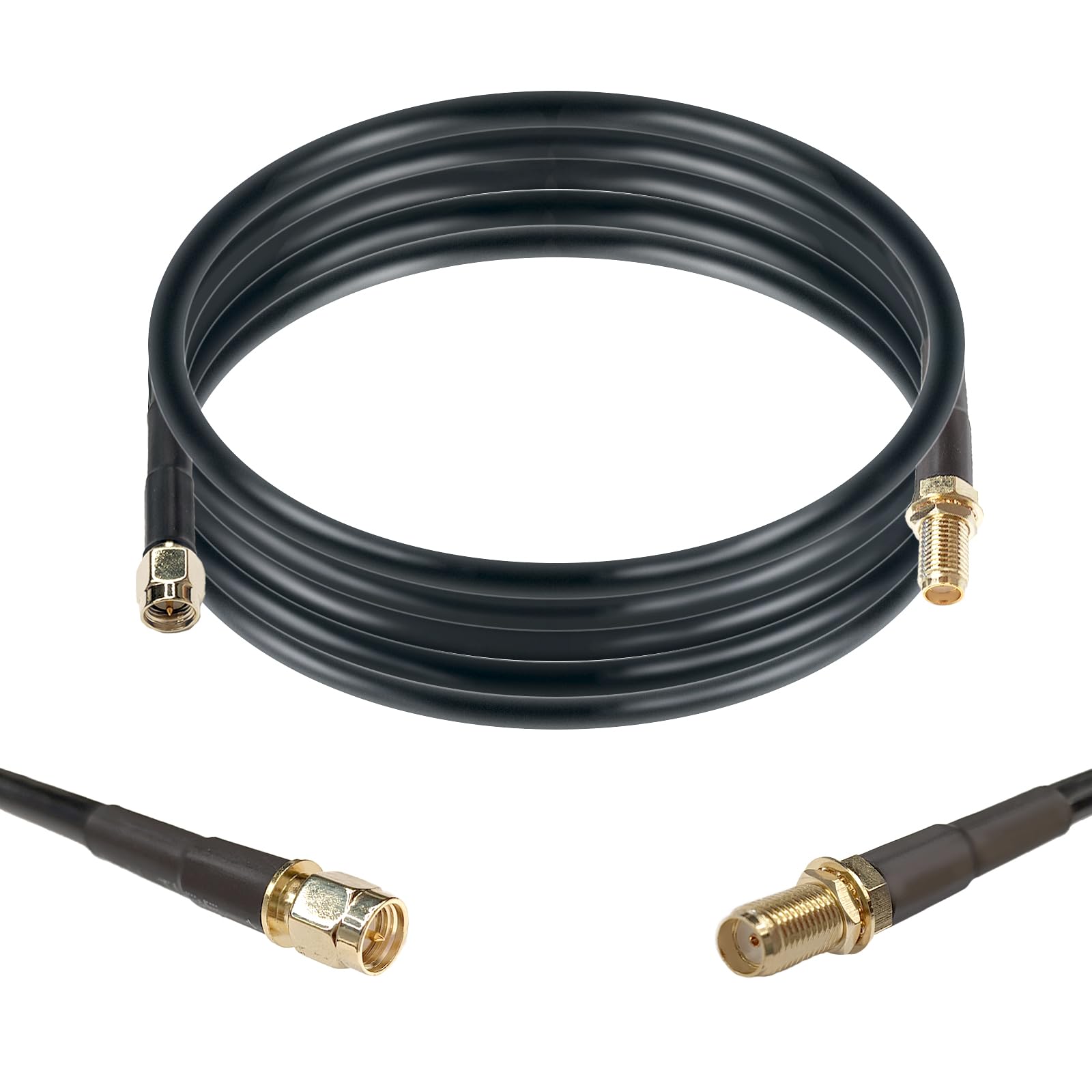 Maswell LMR200 Equivalent 2m SMA Male to Female Coax Extension Cable, 50 Ohm Low Loss Coaxial Cable for 5G/4G+/LTE/WiFi/RF/ADS-B/Radio/Cellular/GPS/GNSS Outdoor