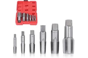 SANPYL 6 Piece NPT Pipe Tap Set, Carbon Steel Hand Threading Plumbing Tap Set for Accurate Threads, 1, 3/4, 1/2, 3/8, 1/4, 1/8 NPT Tap, for Plumbers Mechanics DIYers