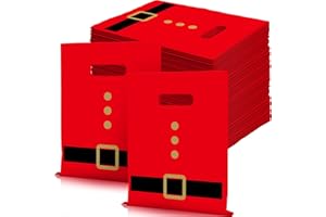 Sadnyy 100 Pack Christmas Plastic Gift Bags Bulk Merry Christmas Shopping Bags Plaid Merchandise Bags 10" x 8" Thick Retail Bags Print Bags Christmas Party Favor Business(Fancy)