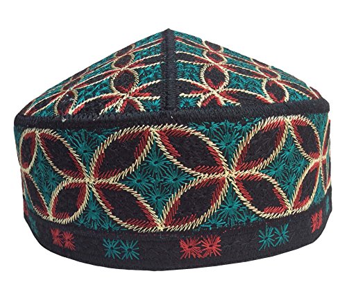 NDA Men s Kufi Afgani Cap Hand Embroidered Islamic Topi for Men Prayer Hat Skull Cap (TK16)