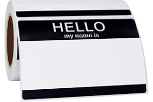 Hycodest Hello My Name is, Sticker Writing Stickers Peel and Stick Badges Sensitive Name Tag 3.5"x2.35" 200 PCS, Black