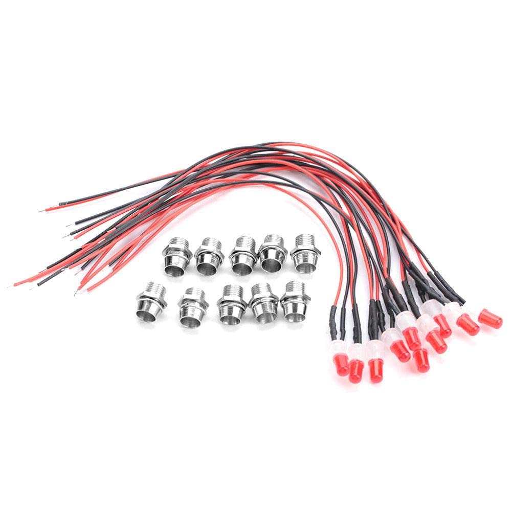 SEAFRONT Diode LED Lights 10pcs 12V 8mm Pre-Wired Constant LED Light Emitting Diode Car LED Lights Accessories Ultra Bright Water Clear Bulbs(Red)