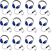 Califone 2800-BL Listening First Stereo Headphones for Kids Bundle (Blue) (12 Items)