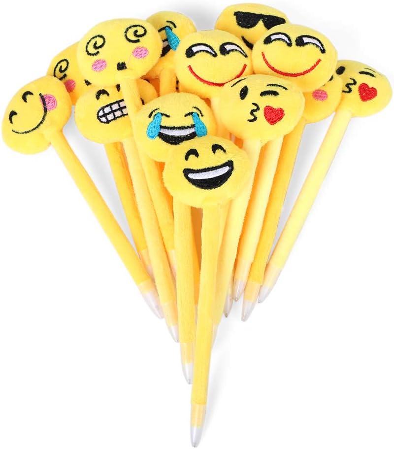 Novelty pens Plush Emoji Ballpoint Pen Set of 16