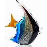 DOVDOV Hand Blown Glass Fish Sculpture, Colorful Glass Fish Decorations, Colorful Home Decorations for Bookshelf, Office, Living Room TV Stand, Room Decor Aesthetics.