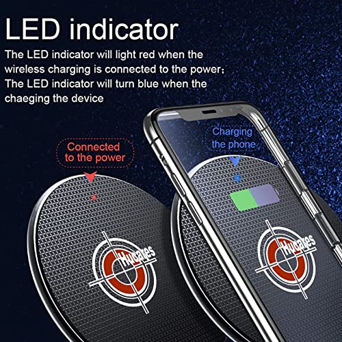 Hucares Wireless Charger 10W Max Fast Charging Pad Compatible with iPhone 13/12/SE 2020/11/XS Max/XR/X/8 10W Compatible Samsung Galaxy S21/S20/S10/S9/S8/Note 20/10 LG AirPods Pro(No AC Adapter)