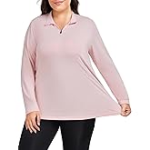 COOTRY Plus Size 1/4 Zip Shirts for Women UPF 50+ Sun Pullover Long Sleeve Workout Tops Hiking Athletic Top