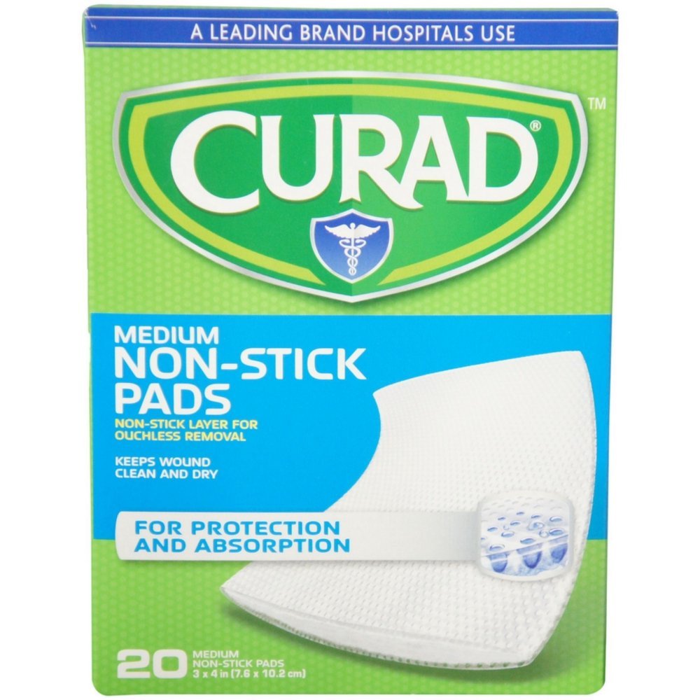 Curad Medium Non-Stick Pads 3 Inches X 4 Inches 20 Each (Box of 20): Industrial & Scientific