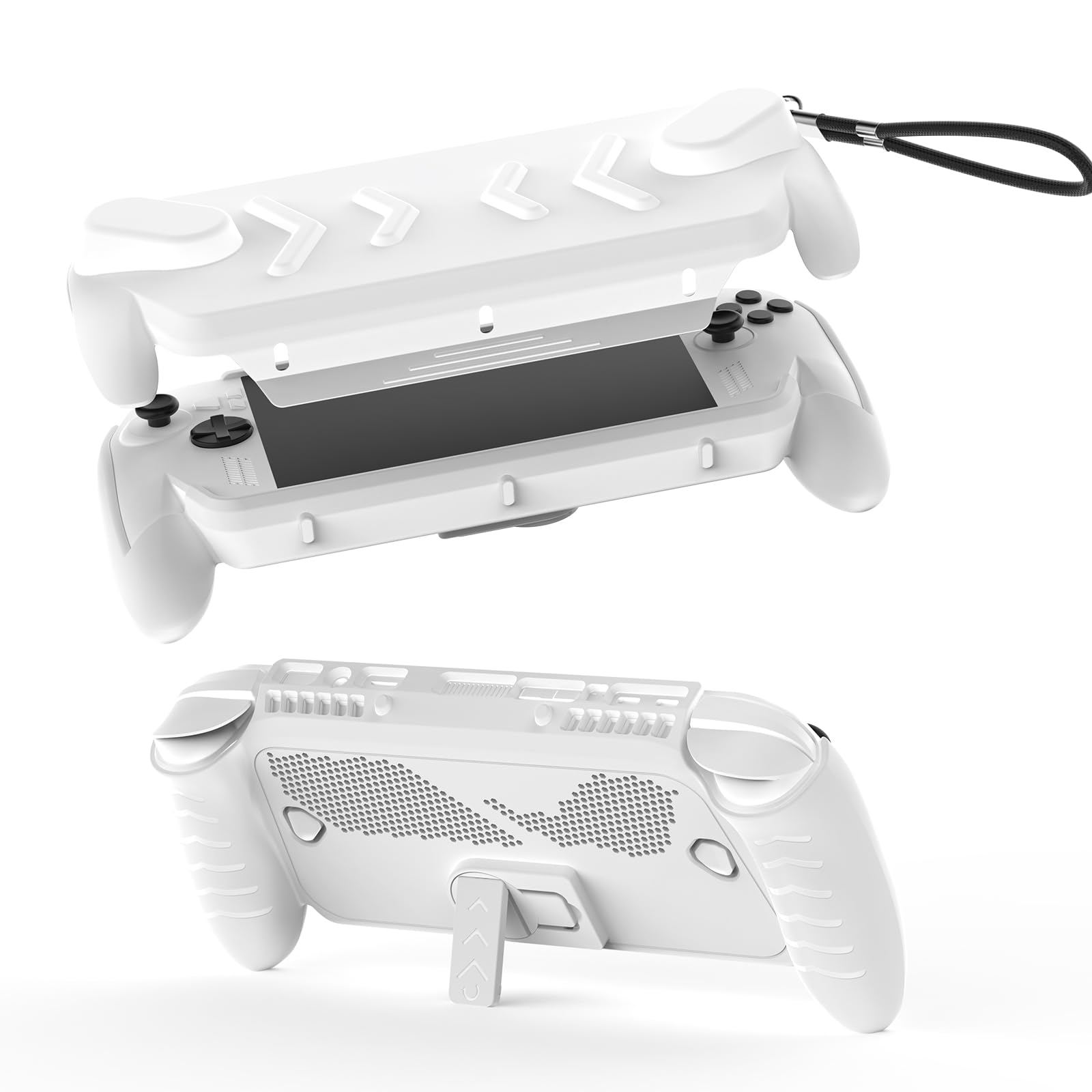 EJGAME Full Protective Case Cover Compatible with ASUS ROG Xbox Ally/Ally X,Protective Case with Detachable Front Shell,Frosted Anti-Slip Handheld Design-White