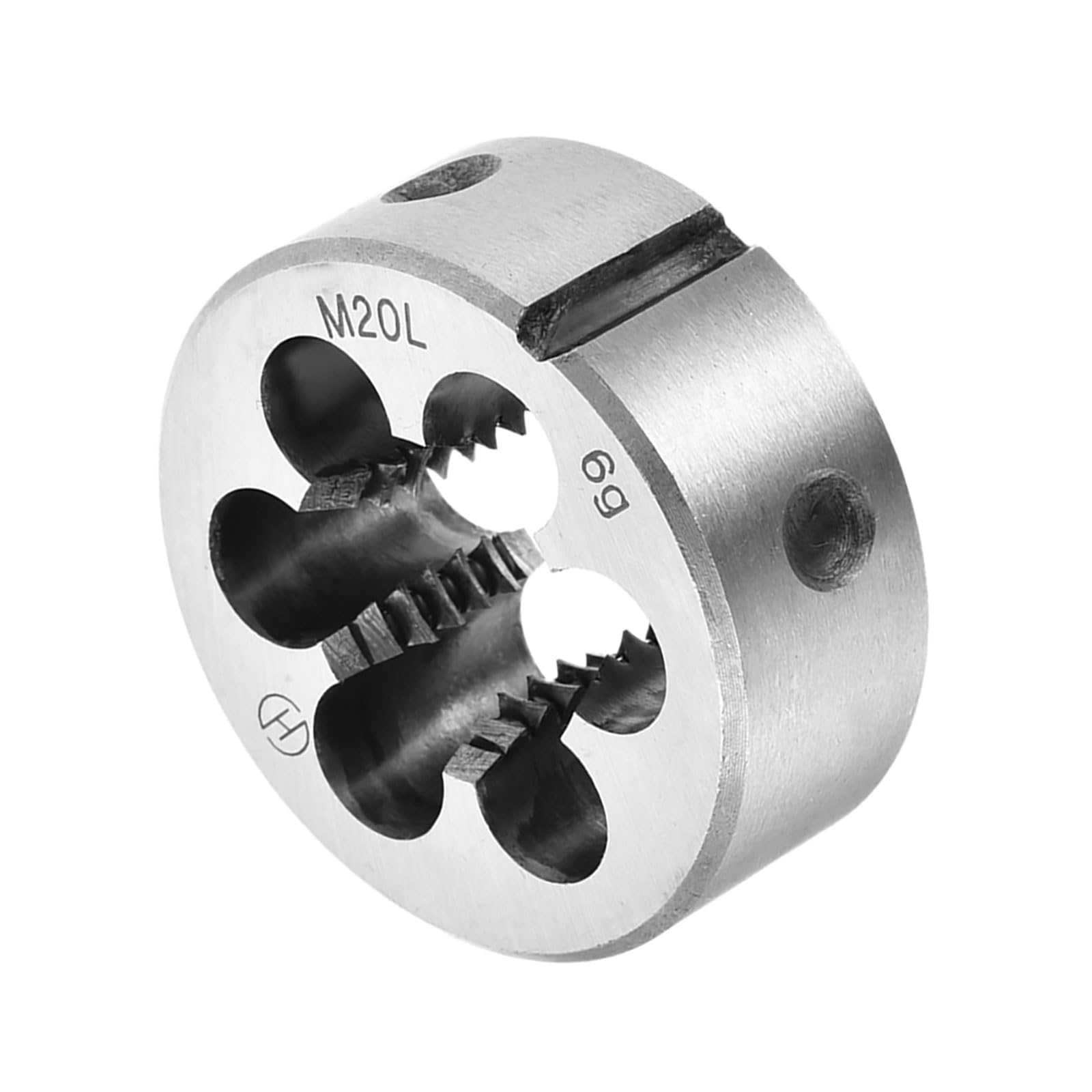 CoCud Round Thread Repair Die, M20 Die 45mm OD, Alloy Tool Steel Left Hand Cylindrical Pipe Threading Tool with 6 Chip Holes - (Applications: for Threading Repairing) — image 1