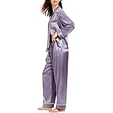 Lonxu Silk Satin Womens Pajama Sets Button Down Sleepwear Loungewear XS~3XL