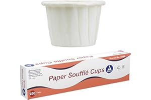 Dynarex Paper Medicine Cups - 1 oz Disposable Souffle Cups for Pills & Meds - Small Paper Cups with Tightly Rolled Edges, Box Pleats - For Hospitals, Patient Care, Home Use - Box of 250