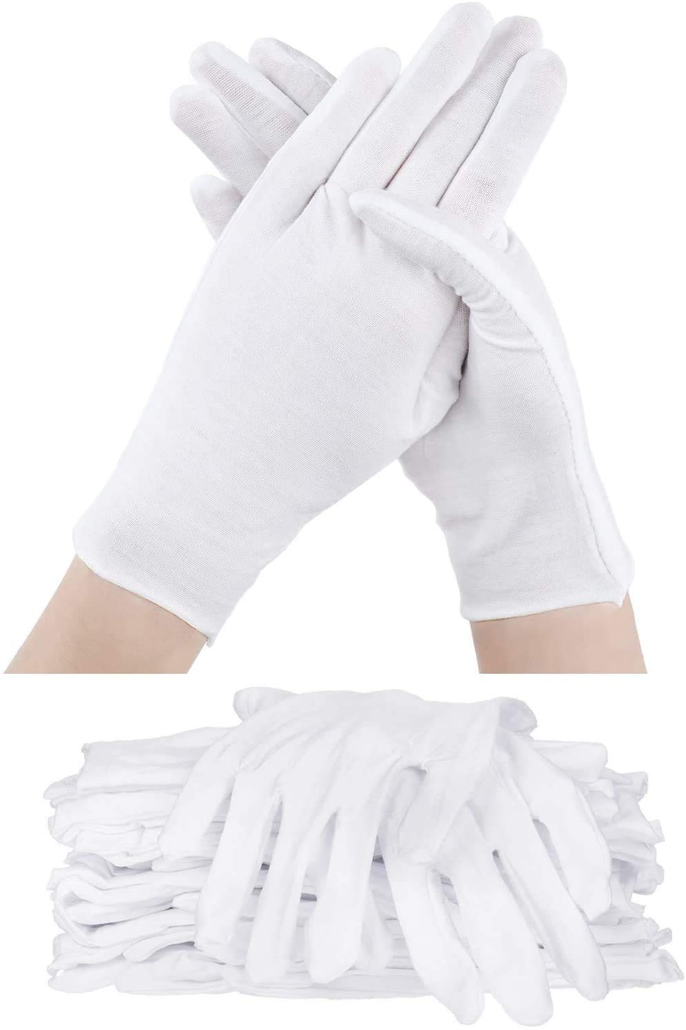 12 Pairs White Work Gloves, Cotton Gloves 9 inch Soft Gloves for