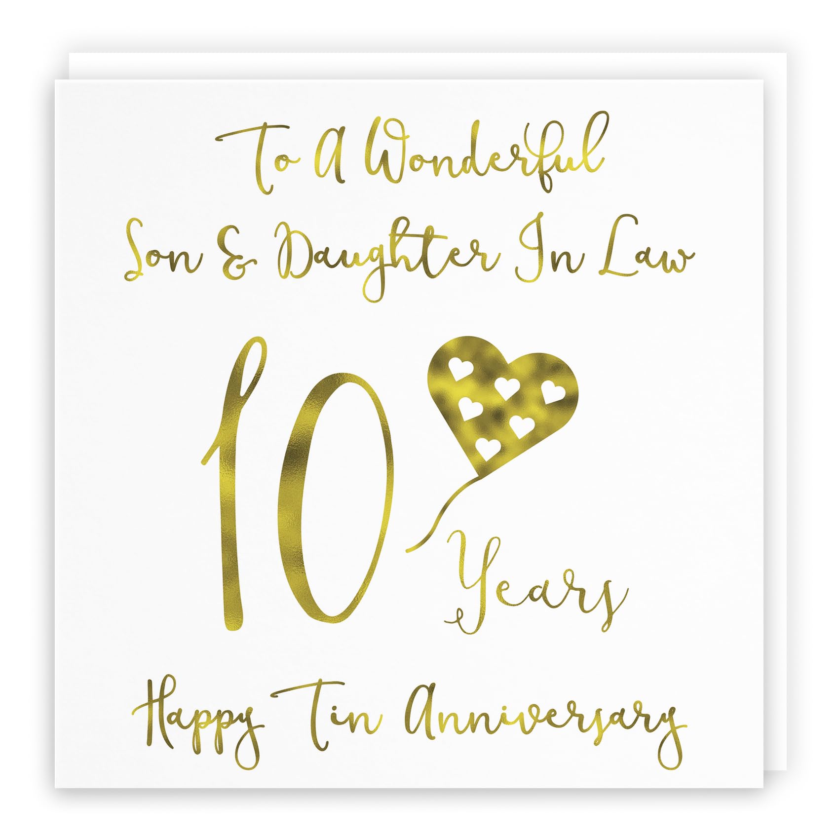 Hunts England - Large Son And Daughter In Law 10th Anniversary Card - To A Wonderful Son & Daughter In Law - 10 Years - Happy Tin Anniversary - Milano Collection - Large - 210 x 210 mm — image 1