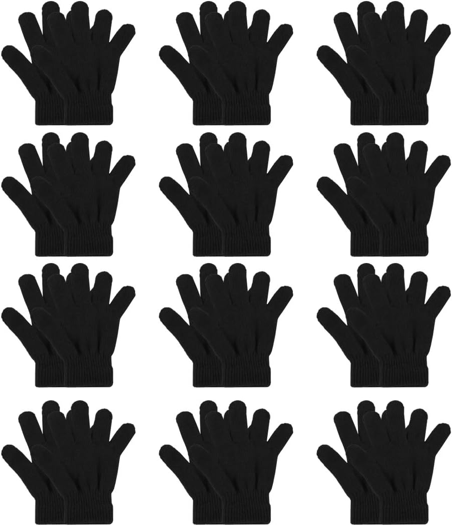 Kids Warm Magic Gloves - 12Pairs Cold Weather Gloves Knit Gloves
