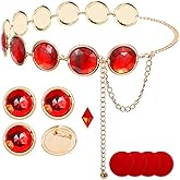 Red Gem Waist Belt - Adjustable Rhinestone Chain Belt for Women, Anime Cosplay Stone Waist Chain Set Halloween Costume Jewelry Props Accessories for Dress Up Party
