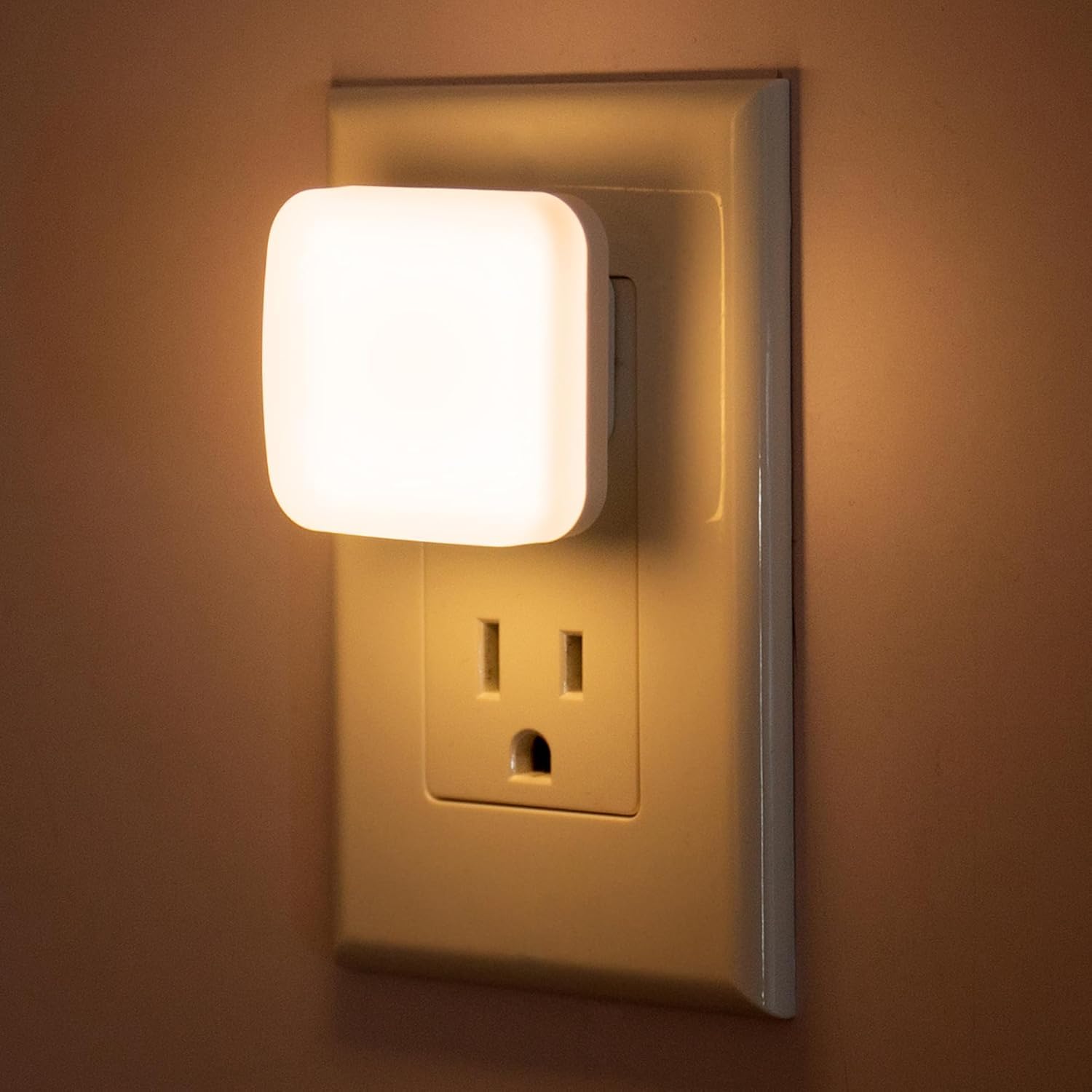 Photo 1 of LED Night Light Plug into Wall, 2 Pack, Nightlights With Light Sensor Dusk to Dawn, 0.3W Square Plug in Night Lights for Kids, 3000K Warm White Night Light for Travel Bathroom Bedroom Kitchen