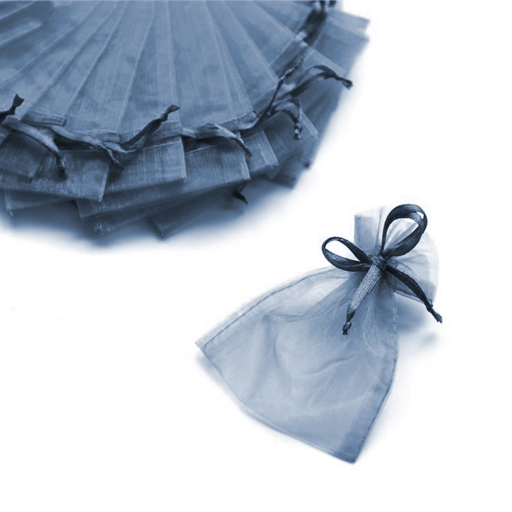 Set of 100 Organza Bag Party Favours, 7 x 9 cm Each night blue
