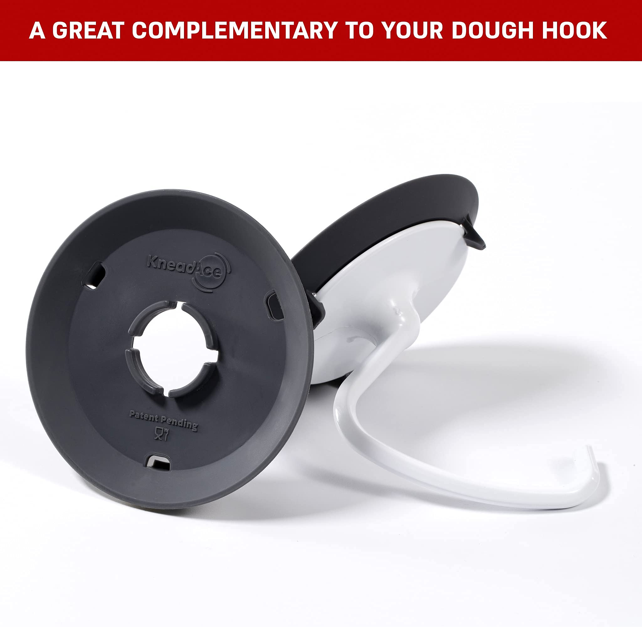 Dough Hook Shield For Kitchen Aid - Prevents Your Dough from Climbing Up and Clogging Up Your Mixer – Mess Free Mixer Accessory Compatible With KitchenAid C Shape Dough Hooks (Dark Grey)