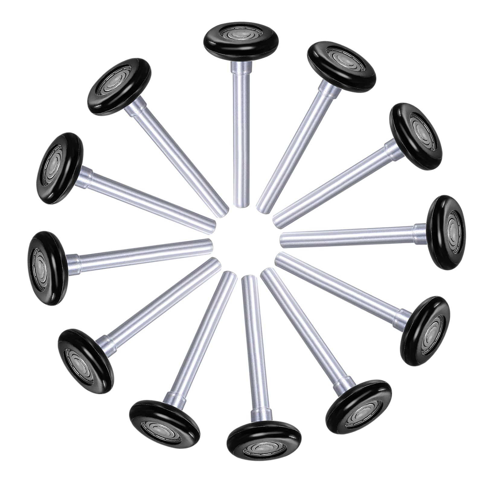 uxcell 12pcs Garage Door Rollers, 2" Nylon Roller for 2" Garage Track, 4.25" Stem, 8 Balls Sealed Bearing, for Commercial and Residential Garage Doors, Black