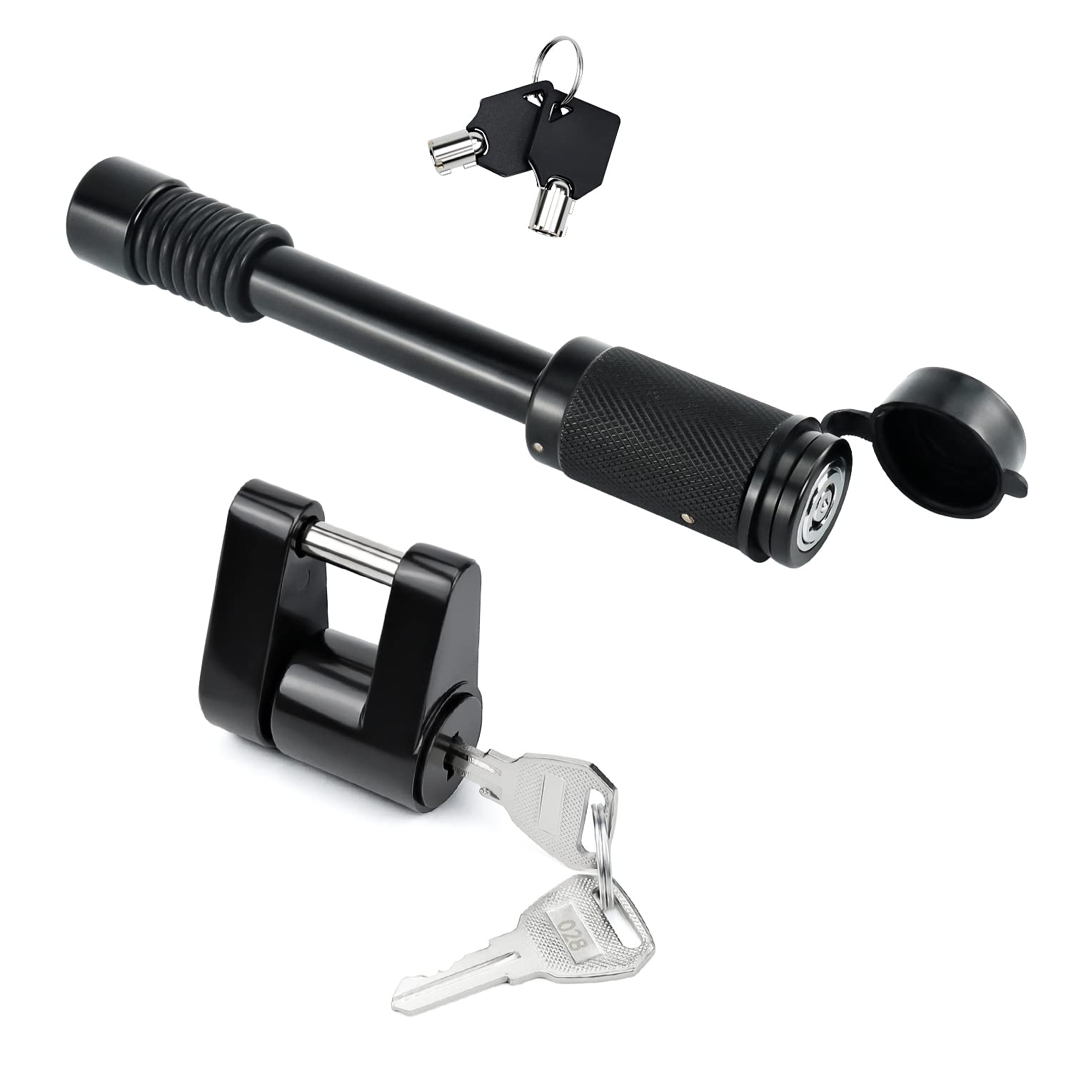 Photo 1 of Cenipar Trailer Hitch Lock Receiver Long Hitch Pin 5/8 Inch Diameter 4 Inch Long for Truck Car and Boat Fits Class III, IV, V Hitches Towing Locks, 1/4” Dia Trailer Coupler Lock with 3/4” Inch Span