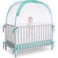 L RUNNZER Crib Pop Up Tent Baby Safety Mesh Cover Mosquito Net Toddler Bed Canopy Netting Cover Protect Baby from Biting and Falling, Emerald, 51 x 51 x 27 Inch