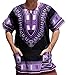 RaanPahMuang Brand Unisex Bright African Black Dashiki Cotton Shirt, 3X-Large, Violet/Black