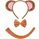 Kirei Sui Kids Brown Gold Monkey Tiger Koala Headband Bowtie Tail 3pcs Costume