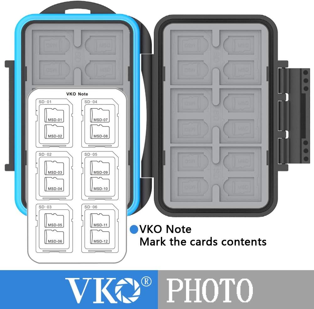 VKO Memory Card Case, 36 Slots, Shockproof, High Capacity, Water-Resistant, Black Small Carabiner, Case for Computer & Camera Use - Image 3