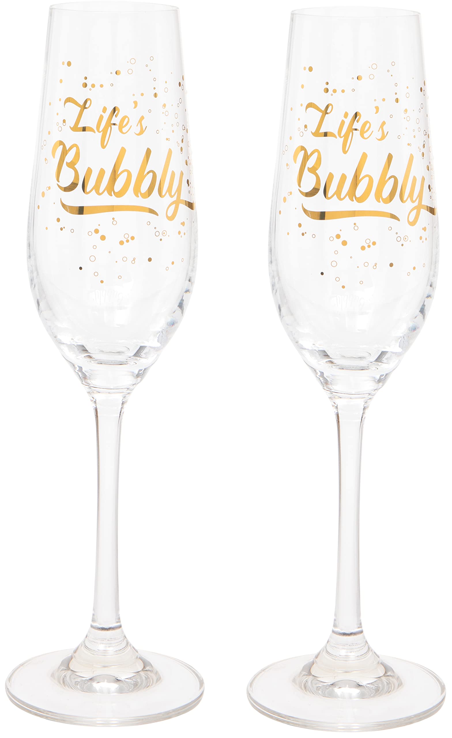 Maturi Set of Two 'Life's Bubbly' Champagne Flutes, 220ml, Gift Boxed