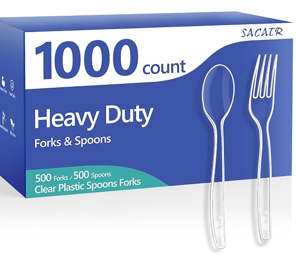 1000 COUNT PLASTIC SILVERWARE HEAVY DUTY – 500...