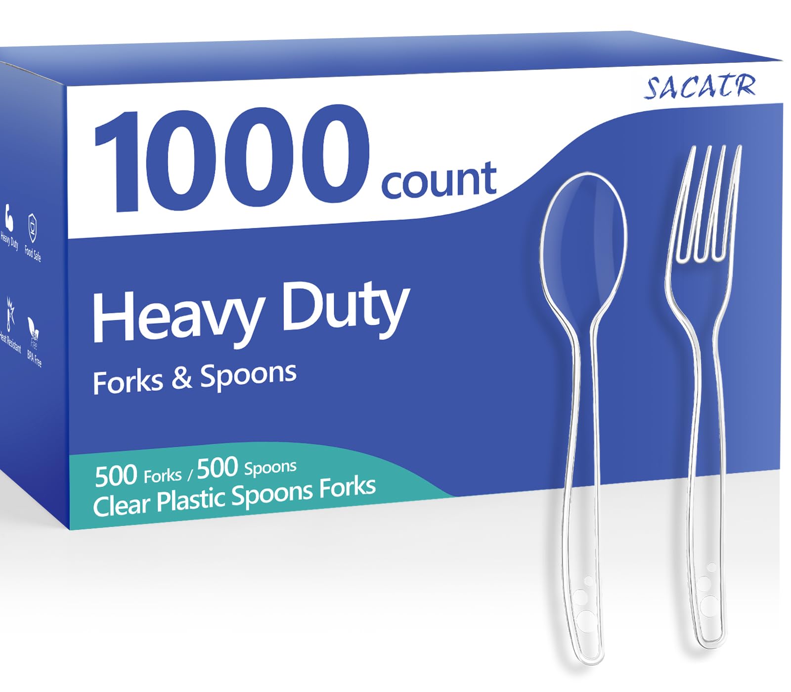 Photo 1 of 1000 Count Plastic Silverware Heavy Duty - 500 Spoons, 500 Forks, BPA-Free, Heat Resistant, Disposable Plastic Utensils Set, Plastic Cutlery Set, Plasticware Bulk for Party