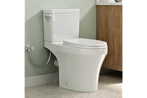 MACERATINGFLO Rimless Flushing Rear Outlet Toilet With Tank, 18" Tall Height, Skirted, Comfort & Elongated Two-Piece Back Discharge Toilet For Wall Drain, 1.28 GPF, P-Trap, Two Types Extension Pipes Included